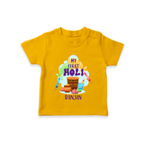 My First Holi - Sprinkled With Love & Colors With Our Customized T-Shirt For Kids With Name - CHROME YELLOW - 0-5 Months Old (Chest 17")