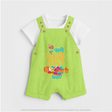 My First Holi - Bright Beginnings & Colorful Smiles With Our Customized Dungaree Set For Kids With Name - GREEN - 0 - 5 Months Old (Chest 18")