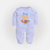 My First Holi - Bright Beginnings & Colorful Smiles With Our Customized Sleep Suit For Babies With Name - BABY BLUE - New Born (Chest 7.5")