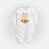 My First Holi in hindi version Baby Fullbody Suit  - WHITE - New Born (Chest 7.5")