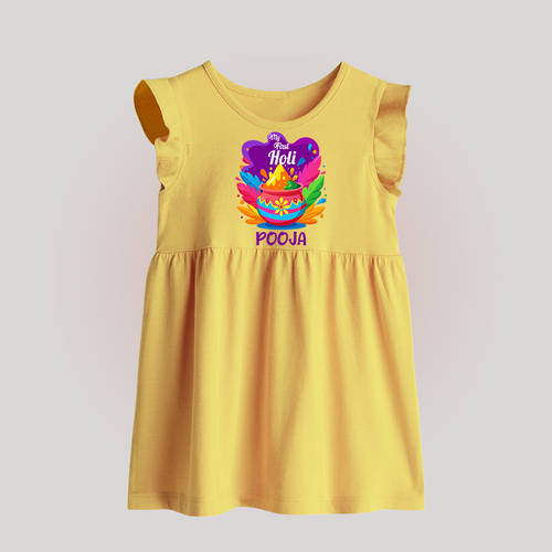 My First Holi - Laugh, Play & Splash In Colors With Our Customized Baby Frock For Babies With Name