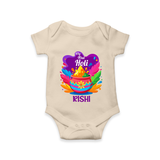 My First Holi - Laugh, Play & Splash In Colors With Our Customized Romper For Babies With Name - IVORY - 0 - 3 Months Old (Chest 16")