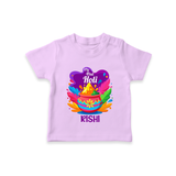 My First Holi - Laugh, Play & Splash In Colors With Our Customized T-Shirt For Kids With Name - LILAC - 0-5 Months Old (Chest 17")