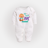 My First Holi - Painted In Love & Happiness With Our Customized Sleep Suit For Babies With Name - WHITE - New Born (Chest 7.5")