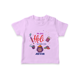 My First Holi - A Colorful Start To Celebrations With Our Customized T-Shirt For Kids With Name - LILAC - 0-5 Months Old (Chest 17")