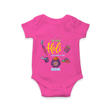 My First Holi - A Colorful Start To Celebrations With Our Customized Romper For Babies With Name - HOT PINK - 0 - 3 Months Old (Chest 16")