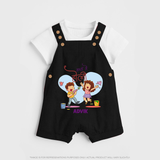 Happy Holi - Masti Mein Holi With Our Customized Dungaree Set For Kids With Name - BLACK - 0 - 5 Months Old (Chest 18")