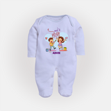 “Masti Mein Holi” Personalized Kids Fullbody Suit - BABY BLUE - New Born (Chest 7.5")