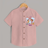 “Masti Mein Holi” Personalized Kids Shirt - PEACH - 0 - 6 Months Old (Chest 23")