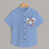 Happy Holi - Masti Mein Holi With Our Customized Shirt For Kids With Name - SKY BLUE - 0 - 6 Months Old (Chest 23")