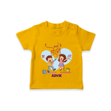 “Masti Mein Holi” Personalized Kids T-Shirt - CHROME YELLOW - 0-5 Months Old (Chest 17")