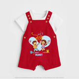 Happy Holi - Masti Mein Holi With Our Customized Dungaree Set For Kids With Name - RED - 0 - 5 Months Old (Chest 18")