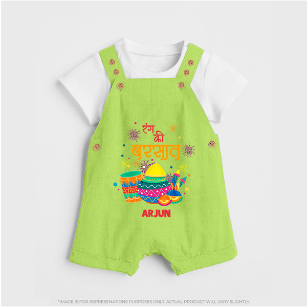 “Rang Ka Utsav” Personalized Kids Holi Dunagree - GREEN - 0 - 5 Months Old (Chest 18")