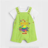 Happy Holi - Color Ki Barsaat With Our Customized Dungaree Set For Kids With Name - GREEN - 0 - 5 Months Old (Chest 18")