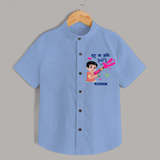 Happy Holi - Bura Na Mano, Holi Hai With Our Customized Shirt For Kids With Name - SKY BLUE - 0 - 6 Months Old (Chest 23")