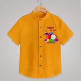 Happy Holi - Pichkari Se Pyaar With Our Customized Shirt For Kids With Name - CHROME YELLOW - 0 - 6 Months Old (Chest 23")