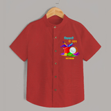 Happy Holi - Pichkari Se Pyaar With Our Customized Shirt For Kids With Name - RED - 0 - 6 Months Old (Chest 23")