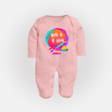 Happy Holi - Holi Mein Hai Jholi With Our Customized Sleep Suit For Babies With Name - BABY PINK - New Born (Chest 7.5")