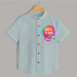 Happy Holi - Holi Mein Hai Jholi With Our Customized Shirt For Kids With Name - ARCTIC BLUE - 0 - 6 Months Old (Chest 23")