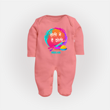 Happy Holi - Holi Mein Hai Jholi With Our Customized Sleep Suit For Babies With Name - PEACH - New Born (Chest 7.5")