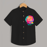 Happy Holi - Holi Mein Hai Jholi With Our Customized Shirt For Kids With Name - BLACK - 0 - 6 Months Old (Chest 23")