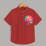 Happy Holi - Holi Mein Hai Jholi With Our Customized Shirt For Kids With Name - RED - 0 - 6 Months Old (Chest 23")