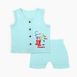 Happy Holi - Rang Barse, Dil Khilke With Our Customized Jabla Set For Babies With Name - BABY BLUE - 0 - 3 Months Old (Chest 9.8")