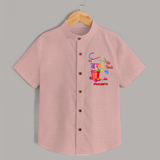 Happy Holi - Rang Barse, Dil Khilke With Our Customized Shirt For Kids With Name - PEACH - 0 - 6 Months Old (Chest 23")