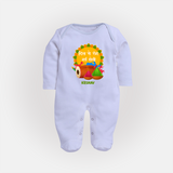 Traditional Holi Dhol & Colors Name Fullbody Suit - BABY BLUE - New Born (Chest 7.5")
