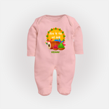 Traditional Holi Dhol & Colors Name Fullbody Suit - BABY PINK - New Born (Chest 7.5")