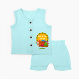 Happy Holi - Dil Se Rang Gayi Holi With Our Customized Jabla Set For Babies With Name - BABY BLUE - 0 - 3 Months Old (Chest 9.8")