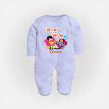 Happy Holi - Tera Rang, Mera Rang With Our Customized Sleep Suit For Babies With Name - BABY BLUE - New Born (Chest 7.5")