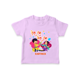 Happy Holi - Tera Rang, Mera Rang With Our Customized T-Shirt For Kids With Name - LILAC - 0-5 Months Old (Chest 17")