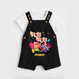 Happy Holi - Tera Rang, Mera Rang With Our Customized Dungaree Set For Kids With Name - BLACK - 0 - 5 Months Old (Chest 18")