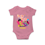 Happy Holi - Tera Rang, Mera Rang With Our Customized Romper For Babies With Name - ONION - 0 - 3 Months Old (Chest 16")