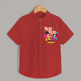 Happy Holi - Tera Rang, Mera Rang With Our Customized Shirt For Kids With Name - RED - 0 - 6 Months Old (Chest 23")