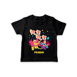 “Tera Rang Mera Rang” Personalized Kids Holi T-Shirt - BLACK - 0-5 Months Old (Chest 17")