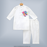 Happy Holi - Holi Mein Hai Fun & Funda With Our Customized Kurta Set For Kids With Name - WHITE - 3 - 6 Months Old (Chest 24", Kurta Length 14'', Waist 19", Pant Length 14")