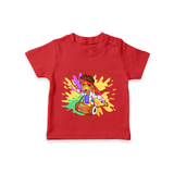 Dhol Beats Holi Celebration Personalized Kids T-Shirt - RED - 0-5 Months Old (Chest 17")