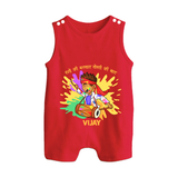 Happy Holi - Rangon Ki Barsaat, Dosti Ki Baat With Our Customized Romper Suit For Babies With Name - RED - 0 - 5 Months Old (Chest 18")