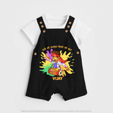 Happy Holi - Rangon Ki Barsaat, Dosti Ki Baat With Our Customized Dungaree Set For Kids With Name - BLACK - 0 - 5 Months Old (Chest 18")