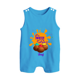 Happy Holi - Bindaas, Holi Hai With Our Customized Romper Suit For Babies With Name - ROYAL BLUE - 0 - 5 Months Old (Chest 18")