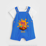 “Bura Na Mano Holi Hai” Custom Name Kids Holi Dunagree - COBALT BLUE - 0 - 5 Months Old (Chest 18")