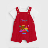 “Rang Lagao Nachao” Personalized Holi Kids Dunagree - RED - 0 - 5 Months Old (Chest 18")