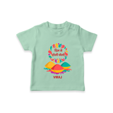 “Dil Se Holi Khelo” Personalized Kids T-Shirt - MINT GREEN - 0-5 Months Old (Chest 17")