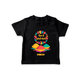“Dil Se Holi Khelo” Personalized Kids T-Shirt - BLACK - 0-5 Months Old (Chest 17")