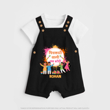 Happy Holi - Pichkari Wali Love Story With Our Customized Dungaree Set For Kids With Name - BLACK - 0 - 5 Months Old (Chest 18")