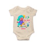 Happy Holi - Rangon Ki Baarish, Khushiyon Ki Fuhar With Our Customized Romper For Babies With Name - IVORY - 0 - 3 Months Old (Chest 16")