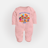 “Holi Hai Rangon Ke Sang” Personalized Kids Fullbody Suit - BABY PINK - New Born (Chest 7.5")