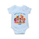 Happy Holi - Holi Hai, Chhup Ke Kaha Jaoge With Our Customized Romper For Babies With Name - BABY BLUE - 0 - 3 Months Old (Chest 16")